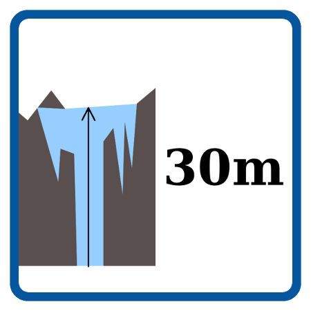 Wysokość lodospadów w Kralovanach - około 30 metrów