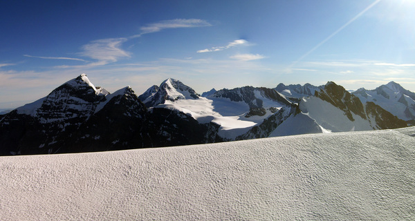 Na szczycie. W tle Jungfrau i Monch