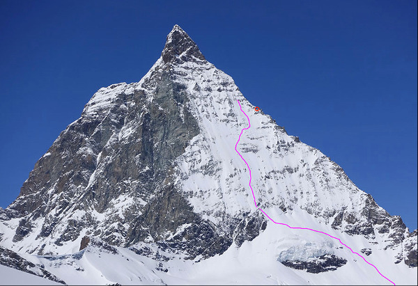 Zjazd wschodnią ścianą Matterhornu
