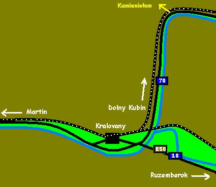 Lodospady w Kralovanach - Mapa dojazdu