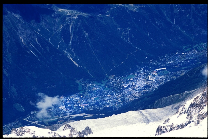 Widok ze szczytu na Chamonix